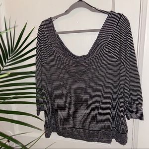 NWT Lucky Black & White Stripe Off-Shoulder Top